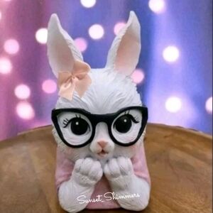 Pink Pastel EASTER Bunny Girl Coquette Bow Eye Glasses Figure Decor New